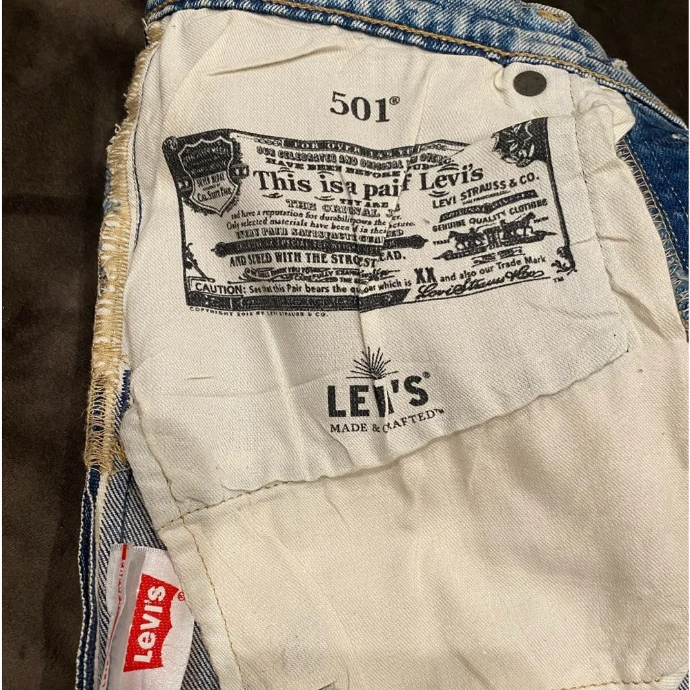 LEVI’S 501  ORIGINAL CROPPED WOMEN'S JEANS selvedge LMC snow diamond size 27/26 - Picture 4 of 13